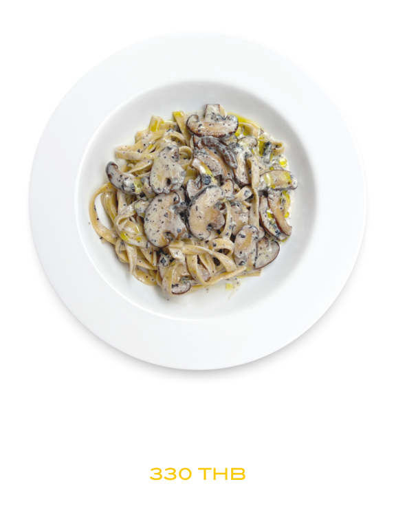 Tagliatelle with truffle sauce and mushrooms